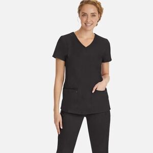 Women's Black V-Neck Scrubs Purple Label Healing Hands SET
